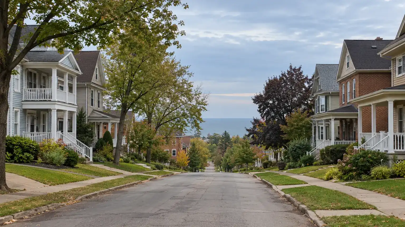 Typical neighborhood street in the Cleveland area